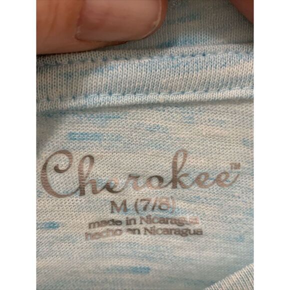 Girl's Cherokee V-Neck T-Shirt Size M 7/8 Turquoise Gaiety - Picture 3 of 3